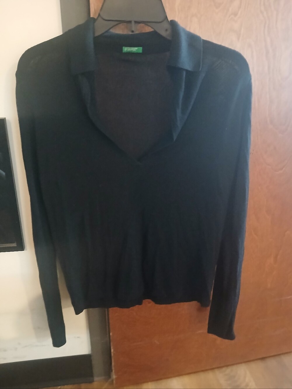 UNITED COLORS OF BENNETTON black pique knit sweater